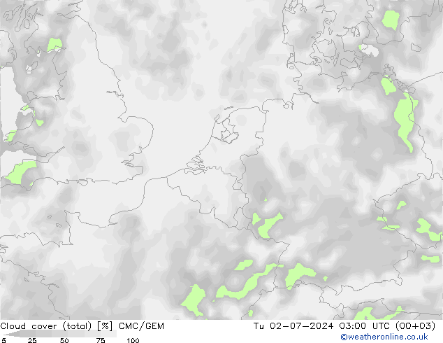 Bewolking (Totaal) CMC/GEM di 02.07.2024 03 UTC