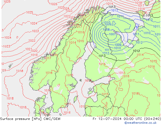 地面气压 CMC/GEM 星期五 12.07.2024 00 UTC