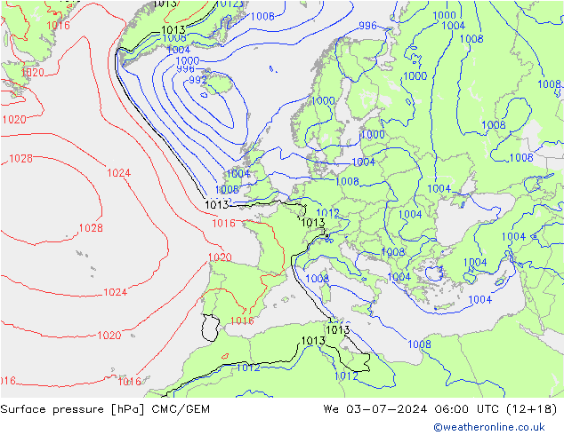 地面气压 CMC/GEM 星期三 03.07.2024 06 UTC