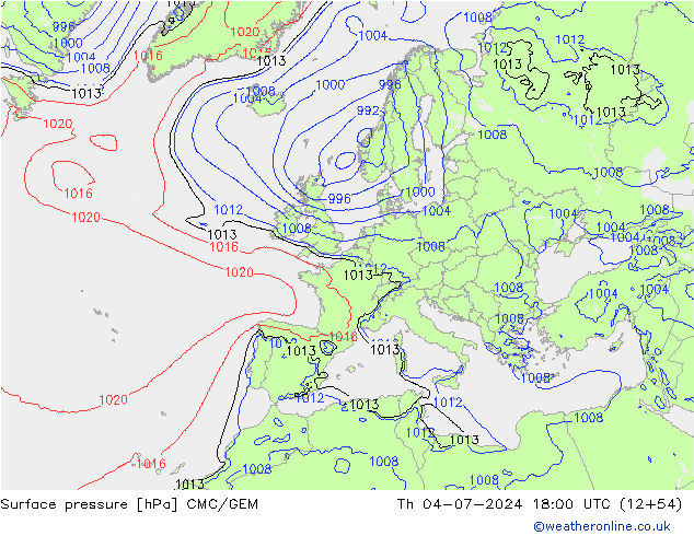 Luchtdruk (Grond) CMC/GEM do 04.07.2024 18 UTC