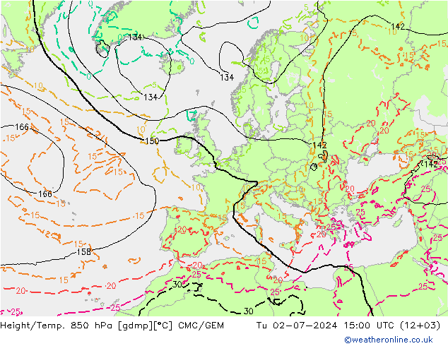 Hoogte/Temp. 850 hPa CMC/GEM di 02.07.2024 15 UTC