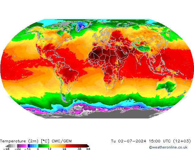 温度图 CMC/GEM 星期二 02.07.2024 15 UTC