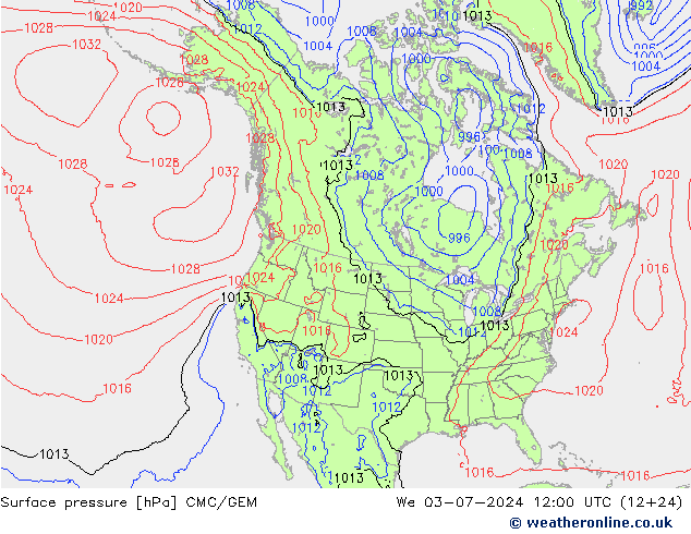 Luchtdruk (Grond) CMC/GEM wo 03.07.2024 12 UTC