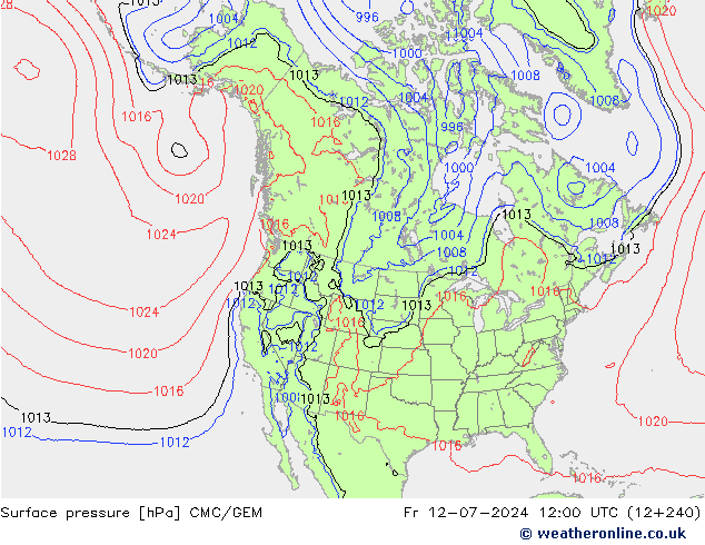 地面气压 CMC/GEM 星期五 12.07.2024 12 UTC