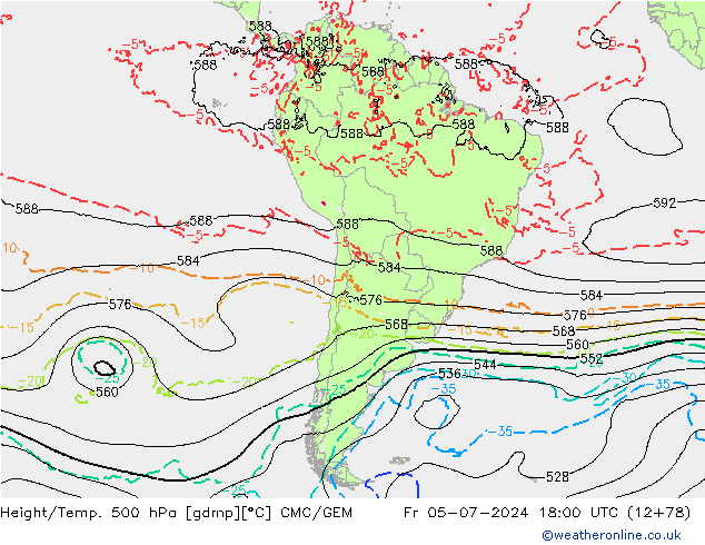 Hoogte/Temp. 500 hPa CMC/GEM vr 05.07.2024 18 UTC