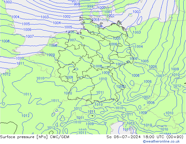 Luchtdruk (Grond) CMC/GEM za 06.07.2024 18 UTC