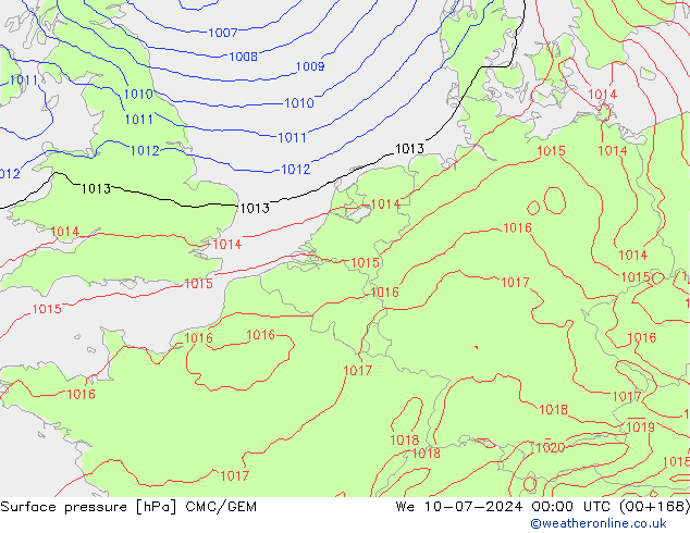 Luchtdruk (Grond) CMC/GEM wo 10.07.2024 00 UTC