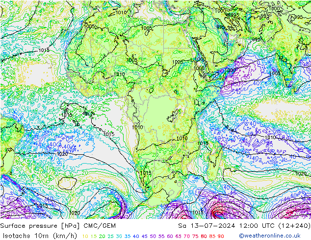 Isotachen (km/h) CMC/GEM za 13.07.2024 12 UTC
