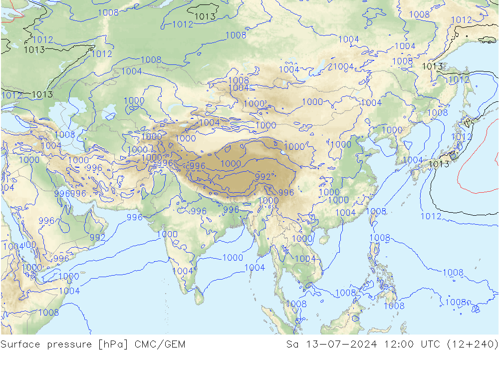 Luchtdruk (Grond) CMC/GEM za 13.07.2024 12 UTC