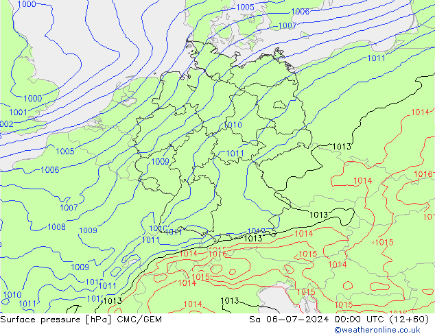Luchtdruk (Grond) CMC/GEM za 06.07.2024 00 UTC