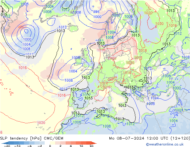 Druktendens (+/-) CMC/GEM ma 08.07.2024 12 UTC