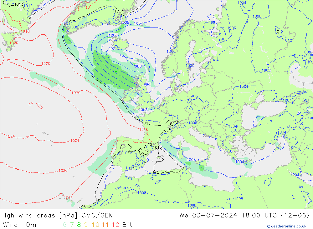 Windvelden CMC/GEM wo 03.07.2024 18 UTC