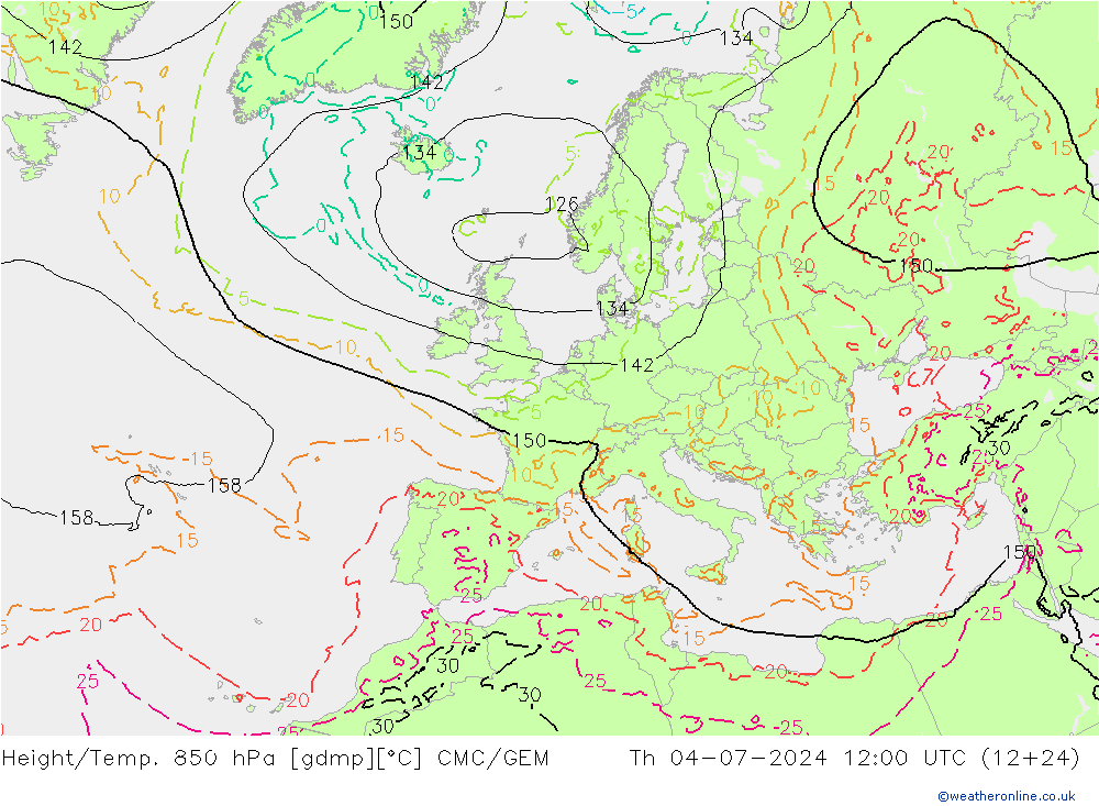 Hoogte/Temp. 850 hPa CMC/GEM do 04.07.2024 12 UTC