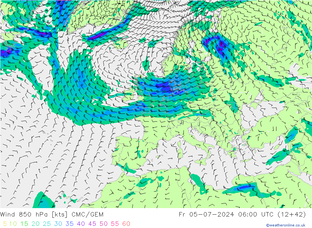 Wind 850 hPa CMC/GEM vr 05.07.2024 06 UTC