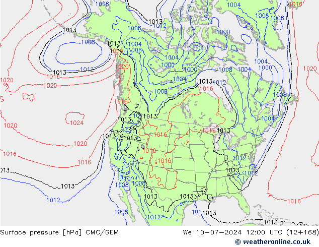地面气压 CMC/GEM 星期三 10.07.2024 12 UTC