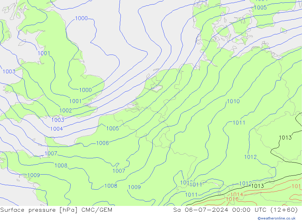 地面气压 CMC/GEM 星期六 06.07.2024 00 UTC