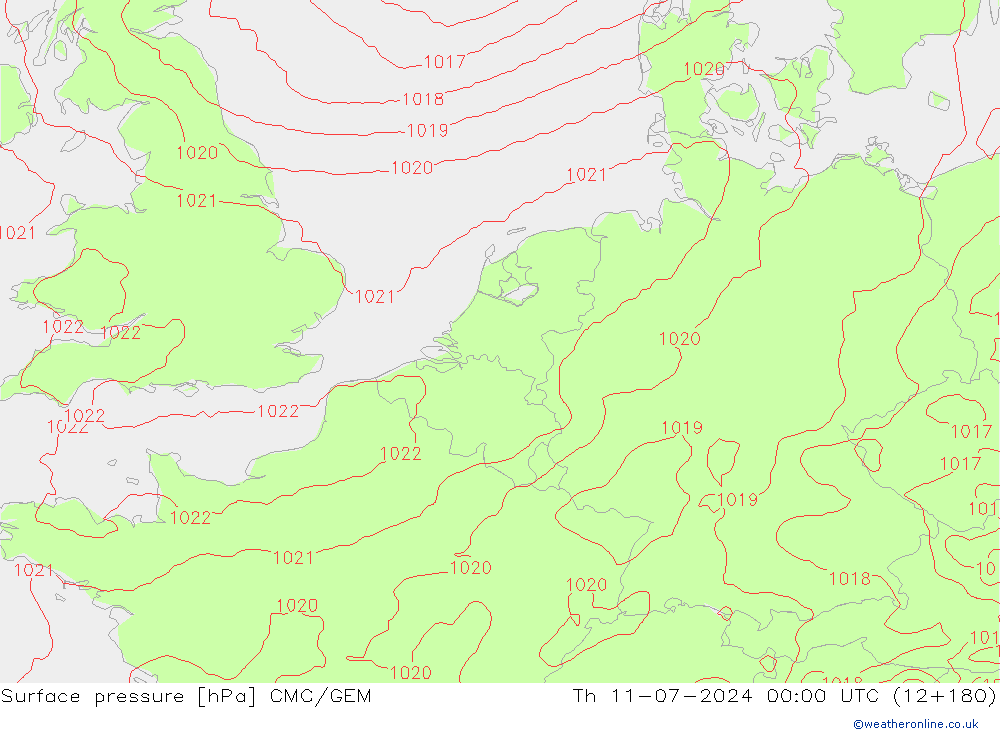 地面气压 CMC/GEM 星期四 11.07.2024 00 UTC