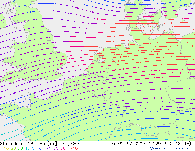 风 300 hPa CMC/GEM 星期五 05.07.2024 12 UTC