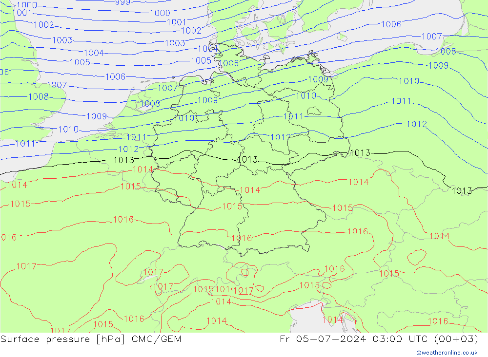 Luchtdruk (Grond) CMC/GEM vr 05.07.2024 03 UTC