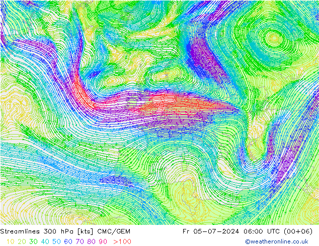 风 300 hPa CMC/GEM 星期五 05.07.2024 06 UTC