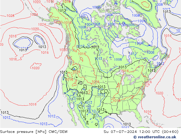 地面气压 CMC/GEM 星期日 07.07.2024 12 UTC