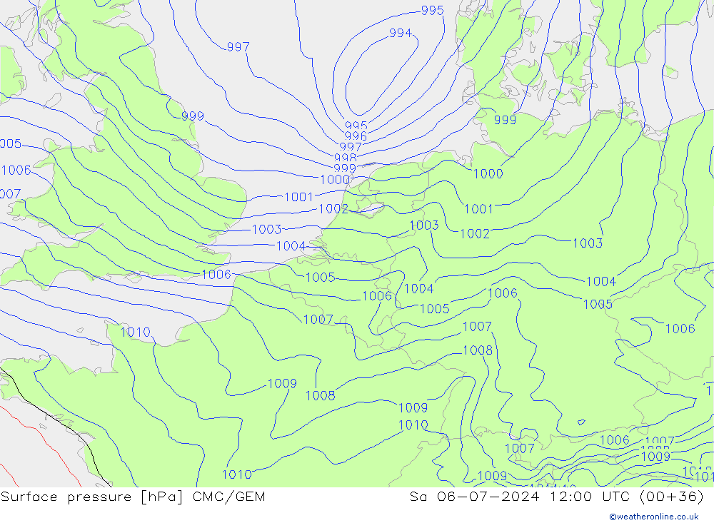 地面气压 CMC/GEM 星期六 06.07.2024 12 UTC