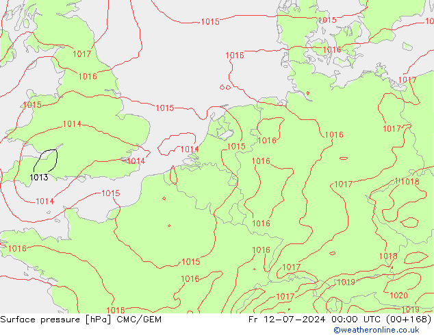 地面气压 CMC/GEM 星期五 12.07.2024 00 UTC