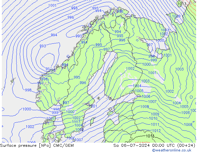 地面气压 CMC/GEM 星期六 06.07.2024 00 UTC