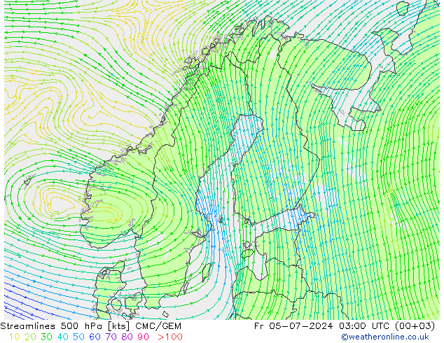 风 500 hPa CMC/GEM 星期五 05.07.2024 03 UTC