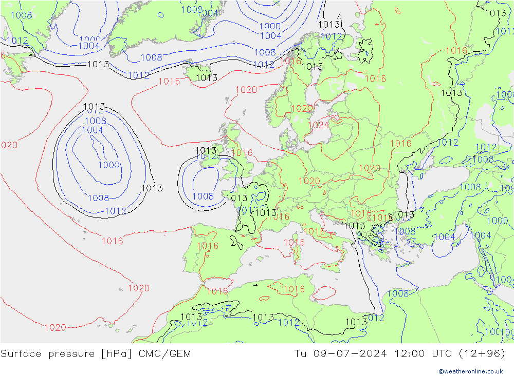 Luchtdruk (Grond) CMC/GEM di 09.07.2024 12 UTC