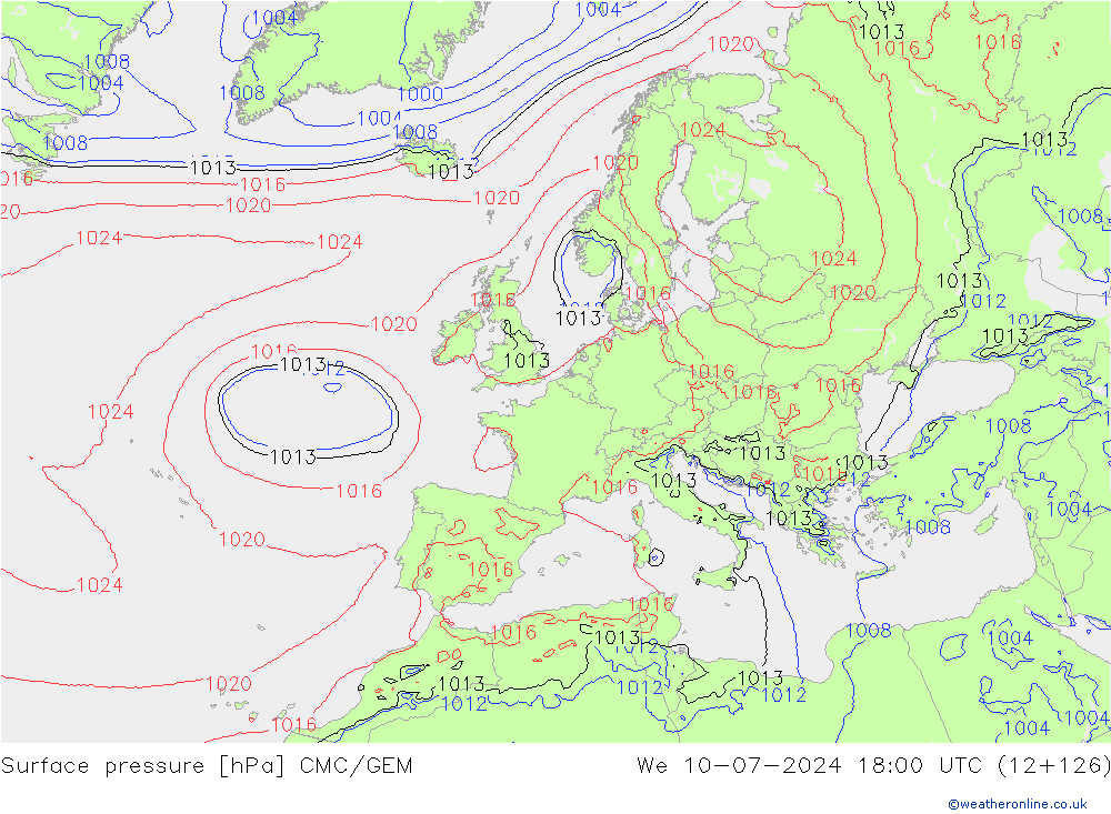 Luchtdruk (Grond) CMC/GEM wo 10.07.2024 18 UTC