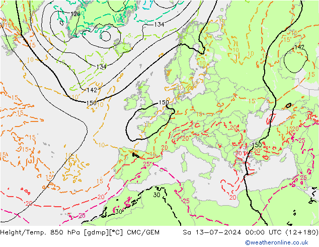 Hoogte/Temp. 850 hPa CMC/GEM za 13.07.2024 00 UTC