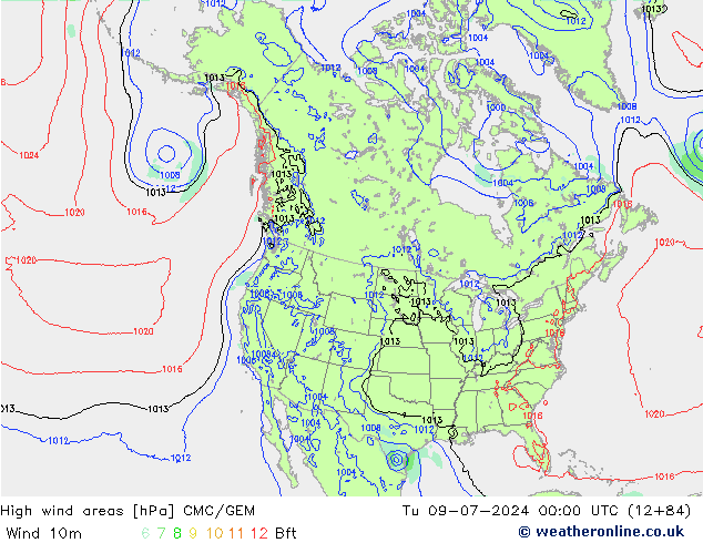 Windvelden CMC/GEM di 09.07.2024 00 UTC
