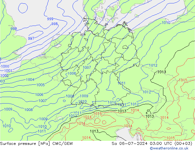 Luchtdruk (Grond) CMC/GEM za 06.07.2024 03 UTC