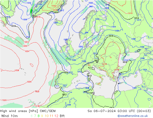 Windvelden CMC/GEM za 06.07.2024 03 UTC