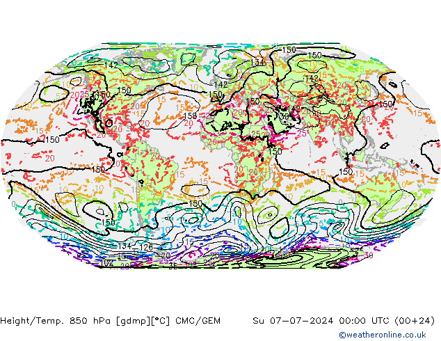 Height/Temp. 850 hPa CMC/GEM 星期日 07.07.2024 00 UTC