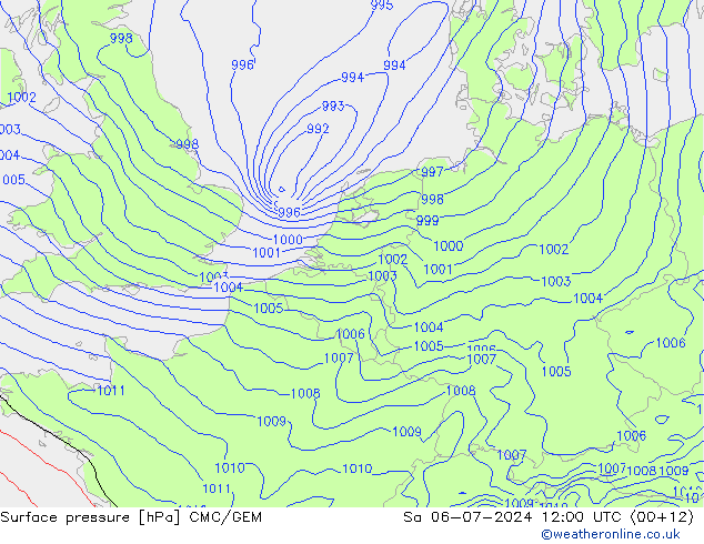 地面气压 CMC/GEM 星期六 06.07.2024 12 UTC