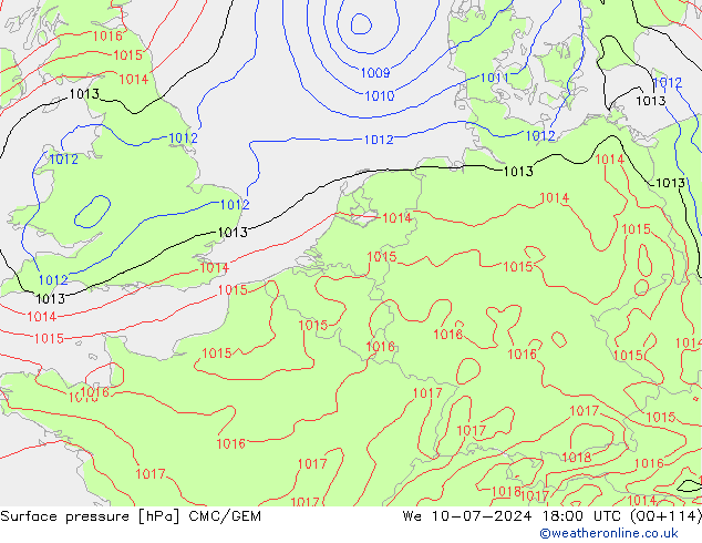 地面气压 CMC/GEM 星期三 10.07.2024 18 UTC