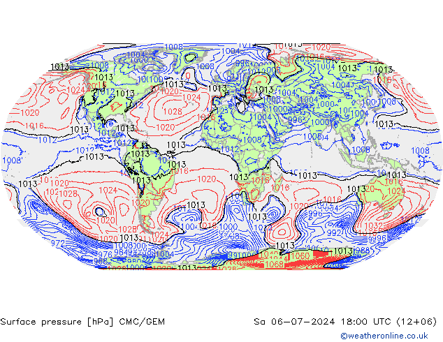 地面气压 CMC/GEM 星期六 06.07.2024 18 UTC