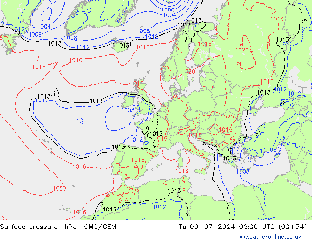 Luchtdruk (Grond) CMC/GEM di 09.07.2024 06 UTC