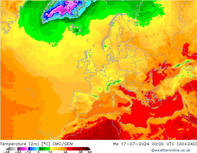 Temperatuurkaart (2m) CMC/GEM wo 17.07.2024 00 UTC