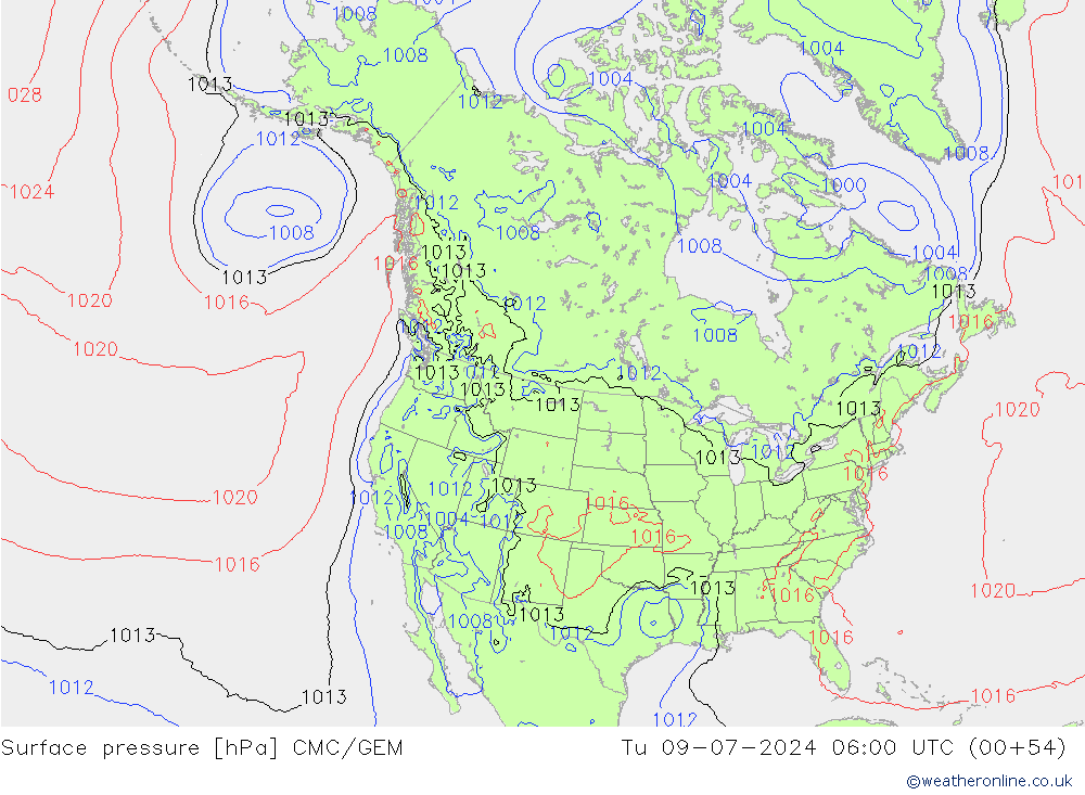 地面气压 CMC/GEM 星期二 09.07.2024 06 UTC