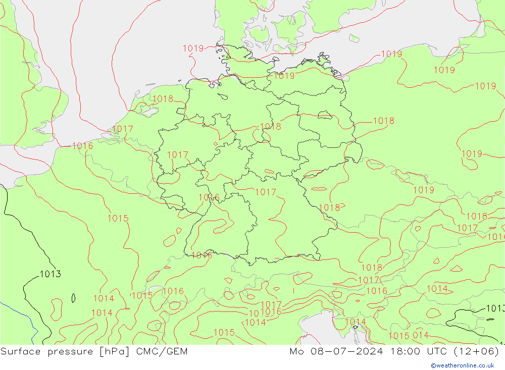 地面气压 CMC/GEM 星期一 08.07.2024 18 UTC