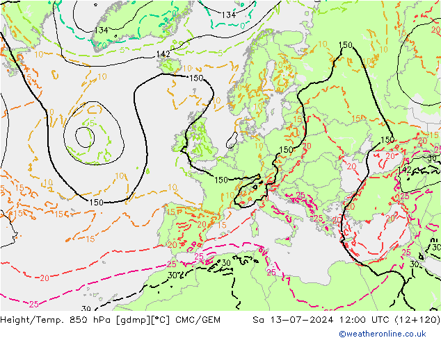 Hoogte/Temp. 850 hPa CMC/GEM za 13.07.2024 12 UTC