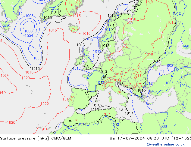 Luchtdruk (Grond) CMC/GEM wo 17.07.2024 06 UTC