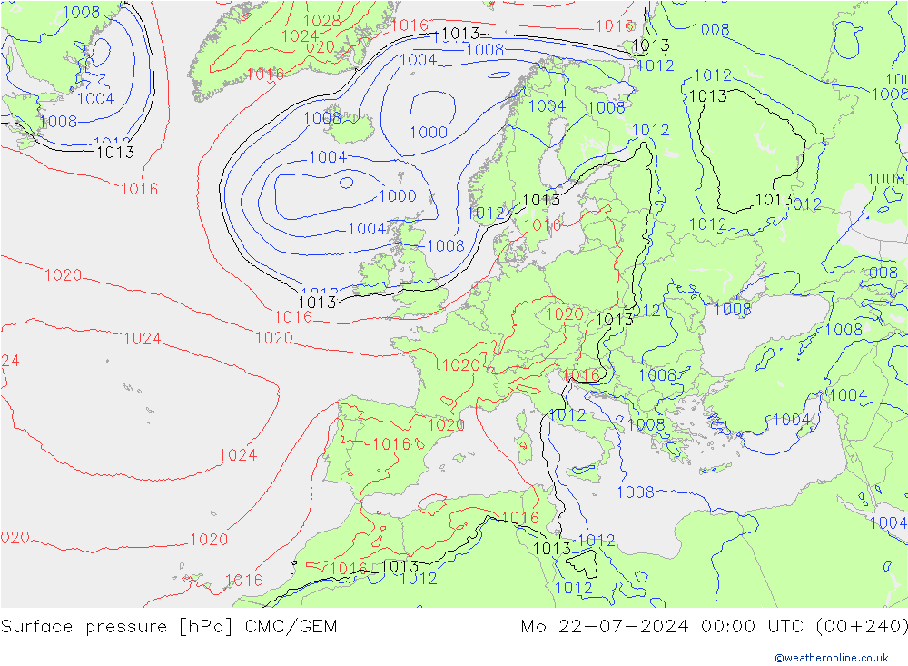 Luchtdruk (Grond) CMC/GEM ma 22.07.2024 00 UTC
