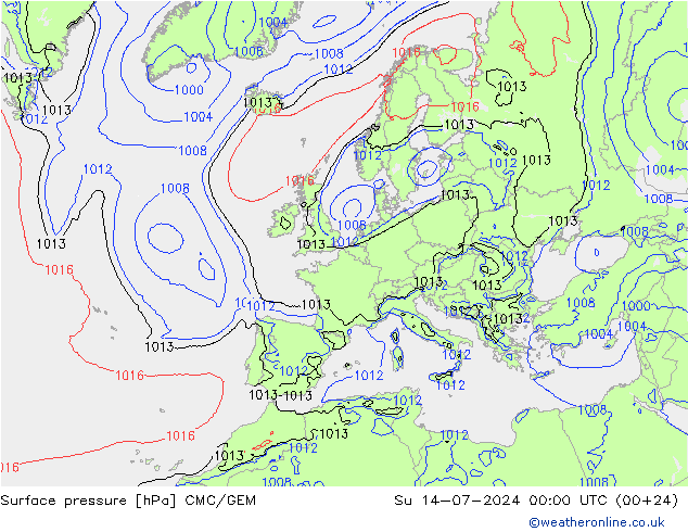 Luchtdruk (Grond) CMC/GEM zo 14.07.2024 00 UTC