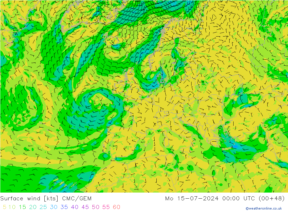 Wind 10 m CMC/GEM ma 15.07.2024 00 UTC