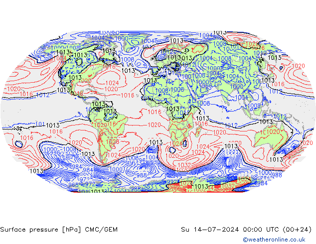 地面气压 CMC/GEM 星期日 14.07.2024 00 UTC