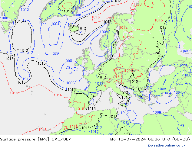 Luchtdruk (Grond) CMC/GEM ma 15.07.2024 06 UTC